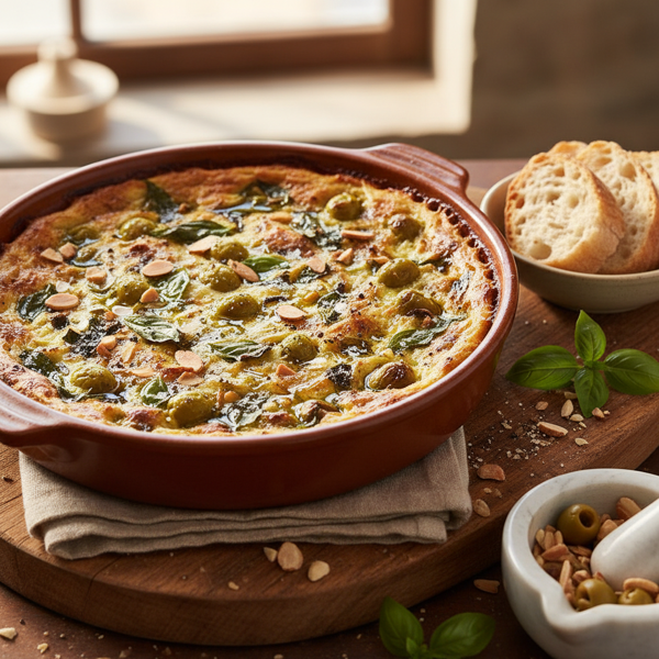 Savory Green Olive, Basil, and Almond Delight recipe