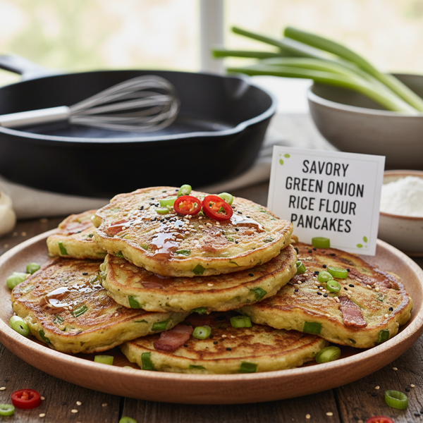 Savory Green Onion Rice Flour Pancakes recipe