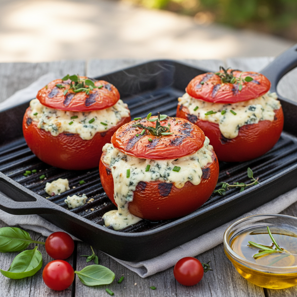 Savory Grilled Blue Cheese Stuffed Tomatoes recipe