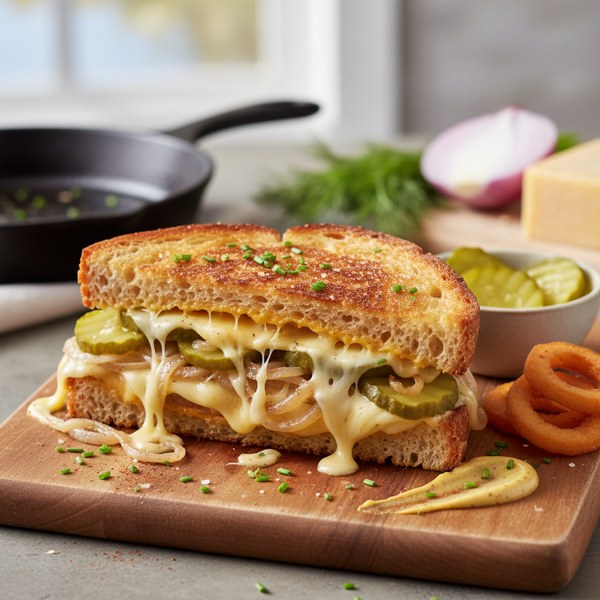 Savory Grilled Cheese with Pickles and Sweet Vidalia Onions recipe