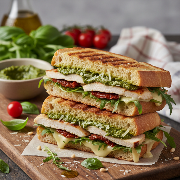 Savory Grilled Chicken Pesto Panini Delight recipe