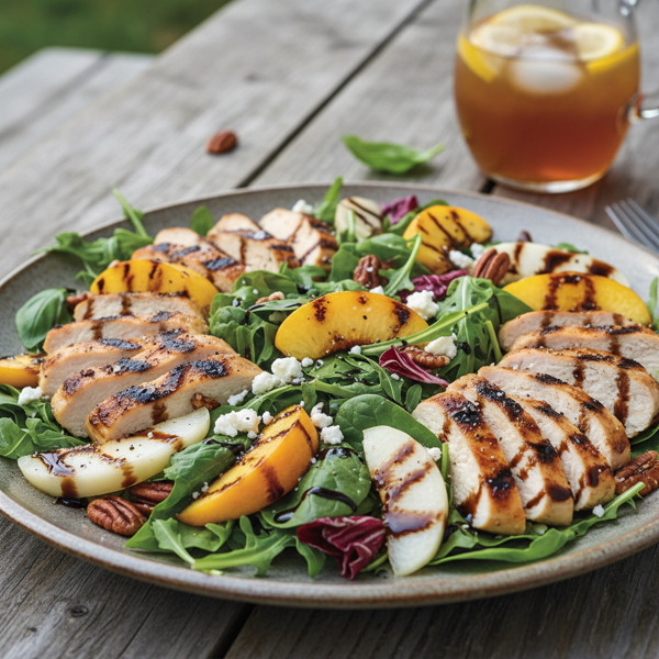 Savory Grilled Chicken & Peach Salad recipe