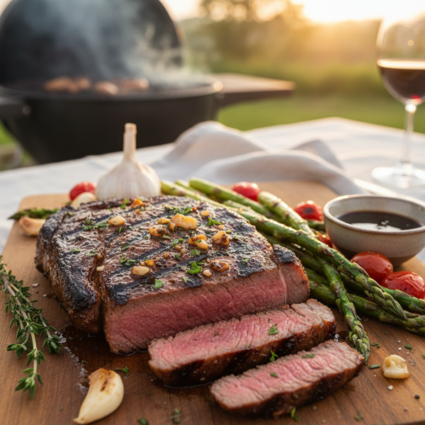 Savory Grilled Flat Iron Steak with Garlic and Balsamic Marinade recipe