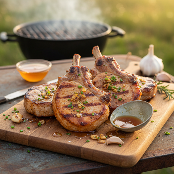 Savory Grilled Honey Garlic Pork Chops recipe
