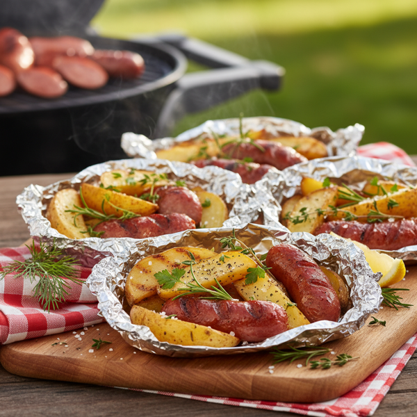 Savory Grilled Kielbasa and Herb-Infused Potato Packets recipe