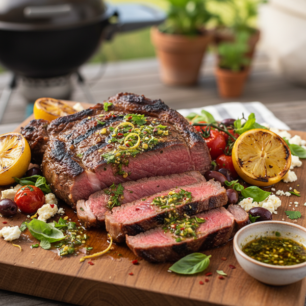 Savory Grilled Mediterranean Beef Tri-Tip with Zesty Marinade recipe