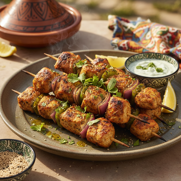 Savory Grilled Moroccan Spiced Chicken Skewers recipe
