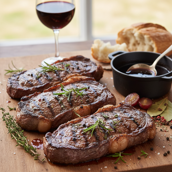 Savory Grilled New York Strip Steaks with Robust Red Wine Marinade recipe