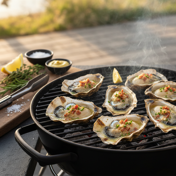 Savory Grilled Oysters with Bacon-Dijon Herb Butter recipe