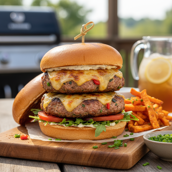Savory Grilled Parmesan Turkey Burgers recipe
