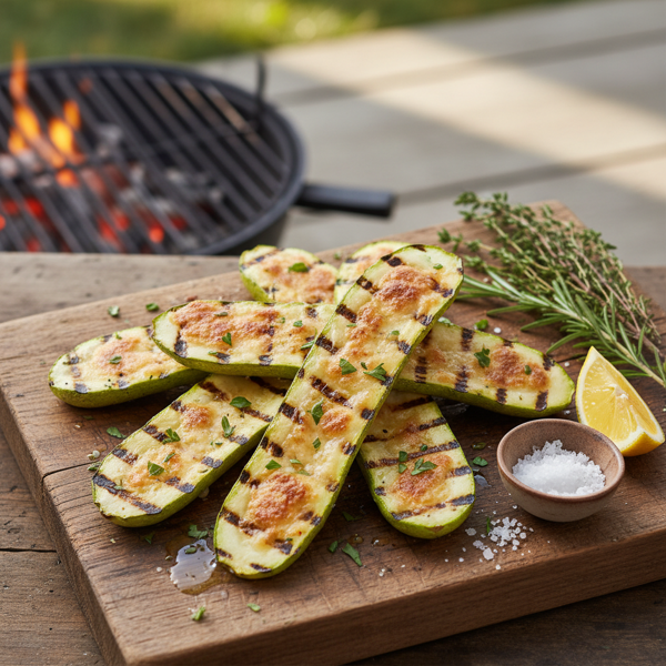 Savory Grilled Parmesan Zucchini Halves recipe