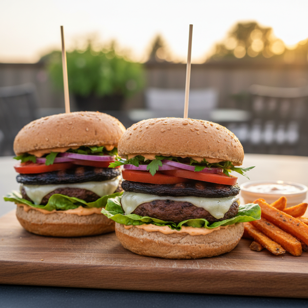 Savory Grilled Portabella Mushroom Burgers recipe