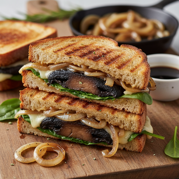 Savory Grilled Portabella Panini with Caramelized Onions recipe
