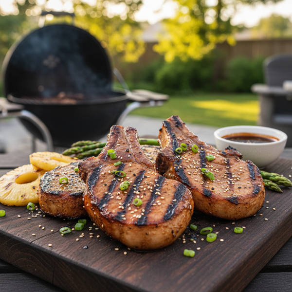 Savory Grilled Teriyaki Pork Chops recipe
