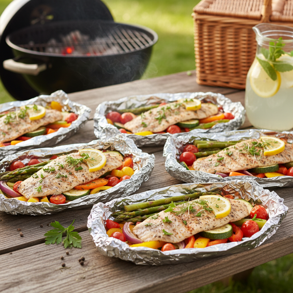 Savory Grilled Tilapia and Veggie Foil Packets recipe