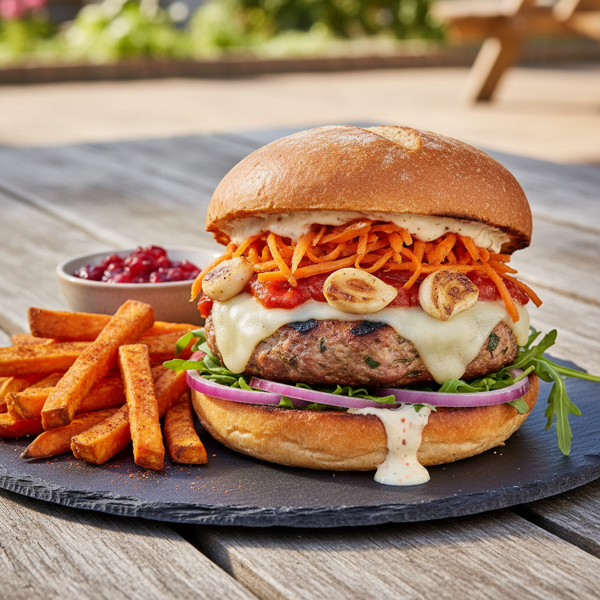 Savory Grilled Turkey Burgers with Carrot & Garlic recipe