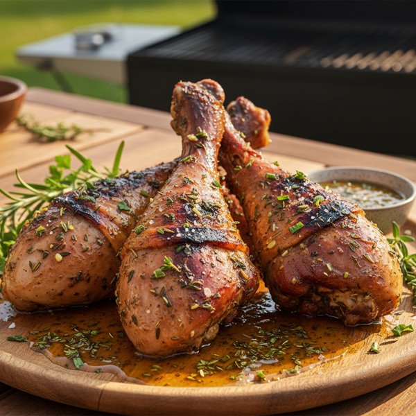 Savory Grilled Turkey Drumsticks with Herb Marinade recipe