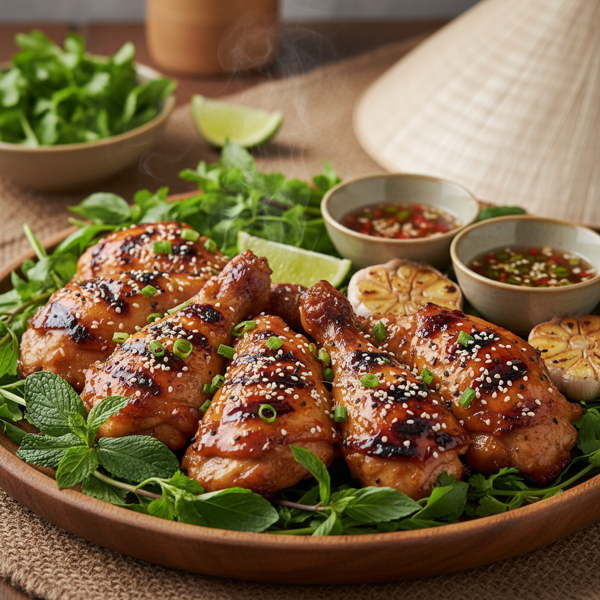 Savory Grilled Vietnamese Chicken with Garlic and Sesame recipe