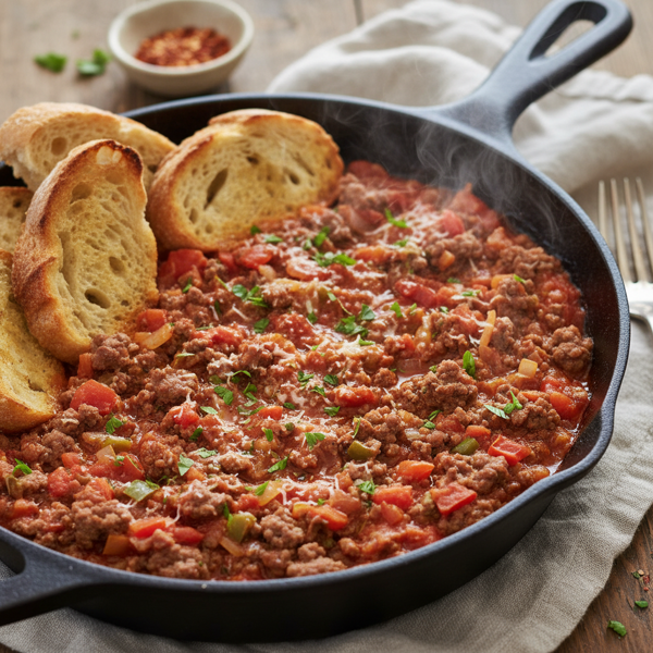 Savory Ground Beef Skillet with Tomato Sauce recipe