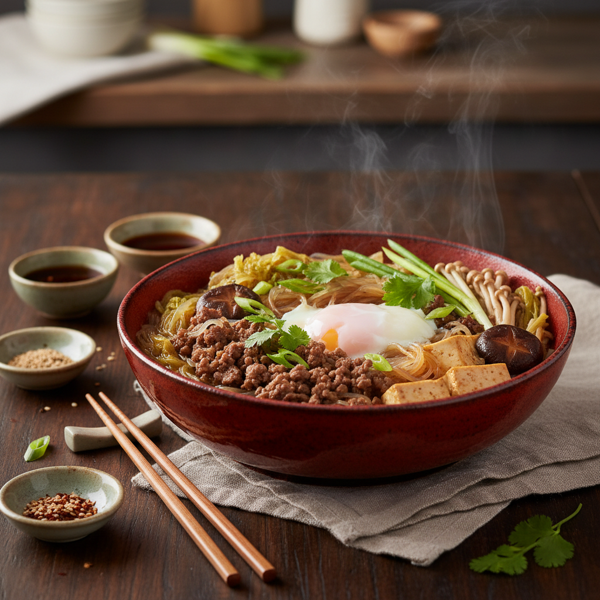 Savory Ground Beef Sukiyaki Delight recipe
