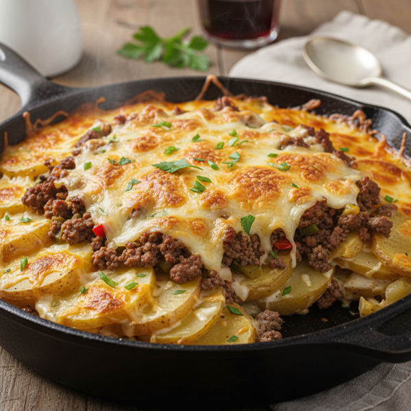 Savory Ground Beef and Cheesy Potato Casserole recipe