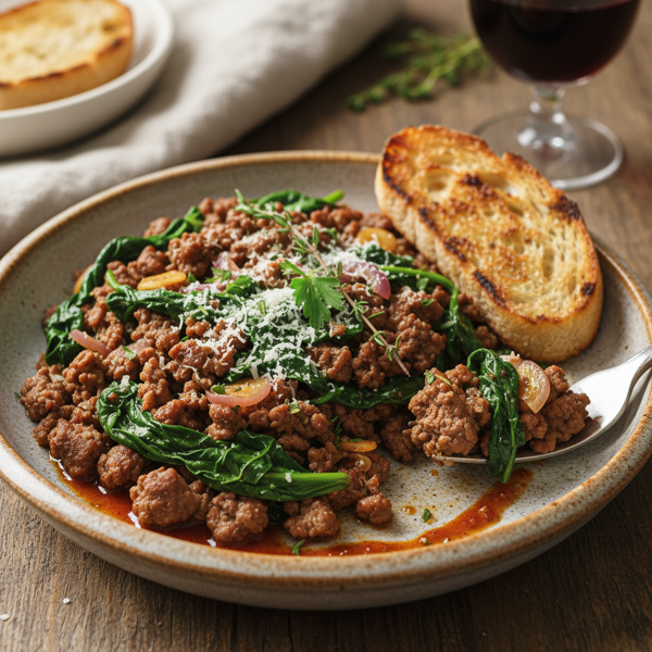 Savory Ground Beef and Fresh Spinach Delight recipe