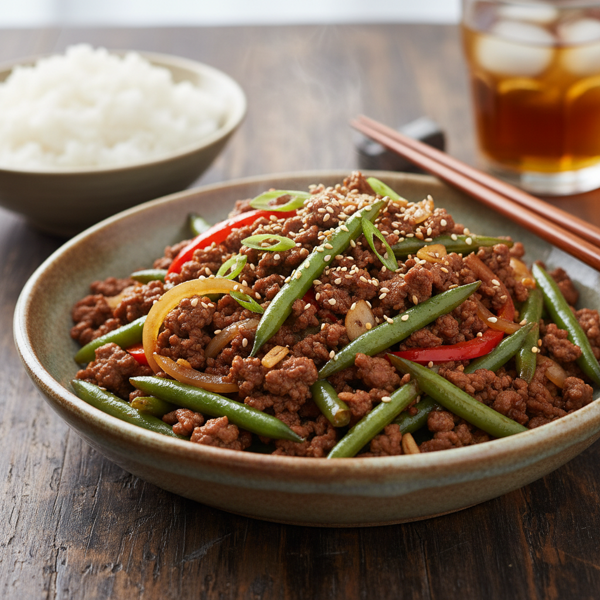 Savory Ground Beef and Green Bean Stir-Fry recipe