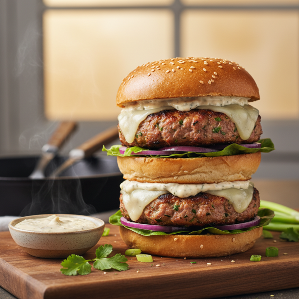 Savory Ground Pork Burgers recipe