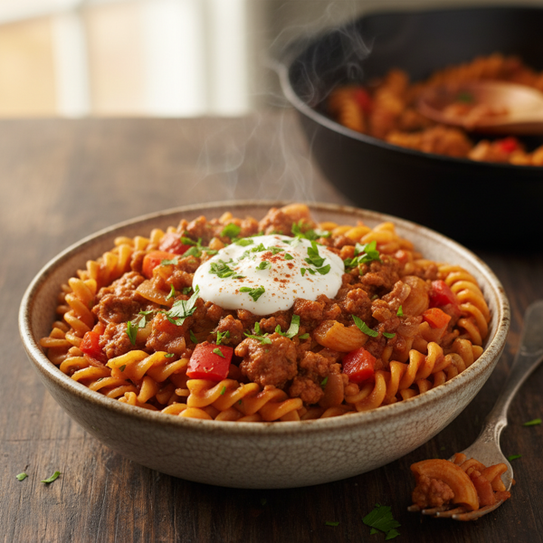 Savory Ground Turkey Pasta Goulash recipe