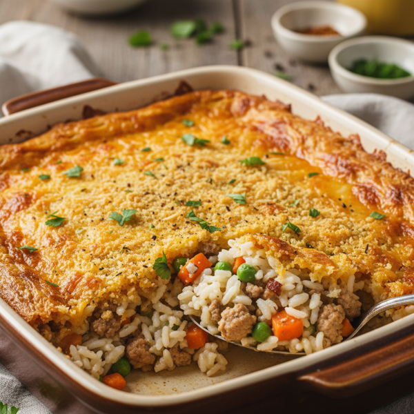 Savory Ground Turkey & Rice Casserole recipe