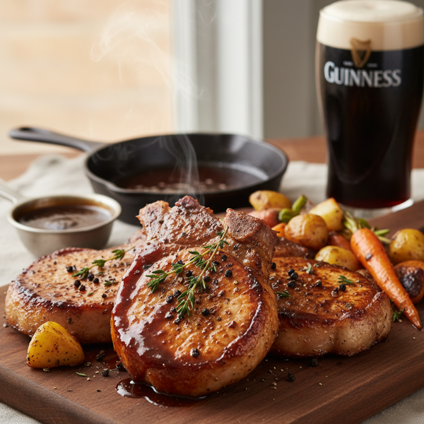 Savory Guinness-Glazed Pork Chops recipe