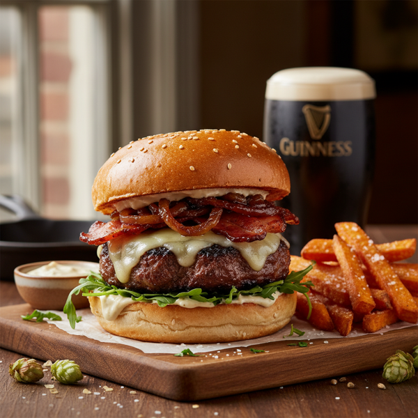 Savory Guinness-Infused Pub Burgers recipe