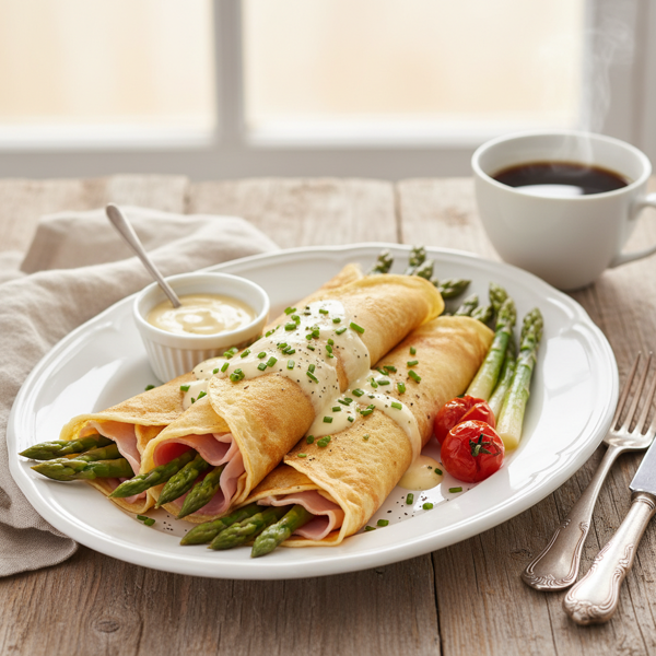 Savory Ham & Asparagus Breakfast Crepes recipe