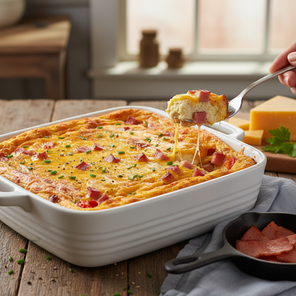 Savory Ham & Cheddar Egg Bake recipe