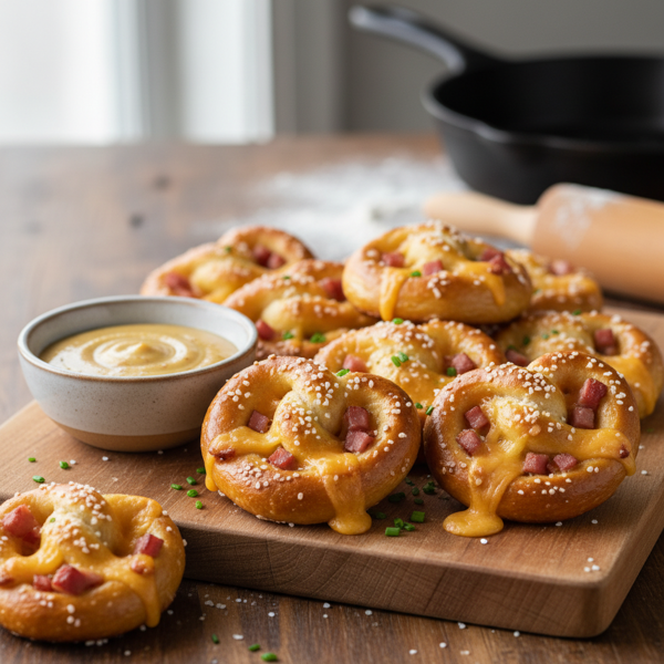 Savory Ham & Cheese Pretzel Bites recipe