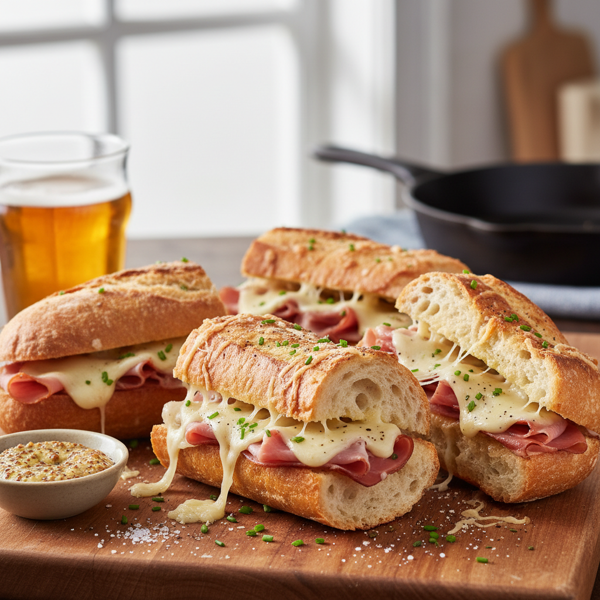 Savory Ham & Cheese Toasted Baguettes recipe