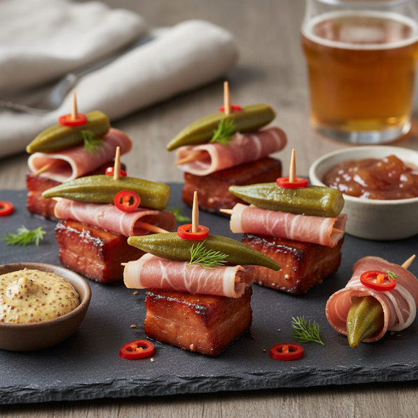 Savory Ham & Pickled Okra Bites recipe