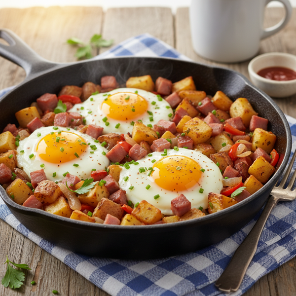 Savory Ham & Potato Skillet Hash recipe