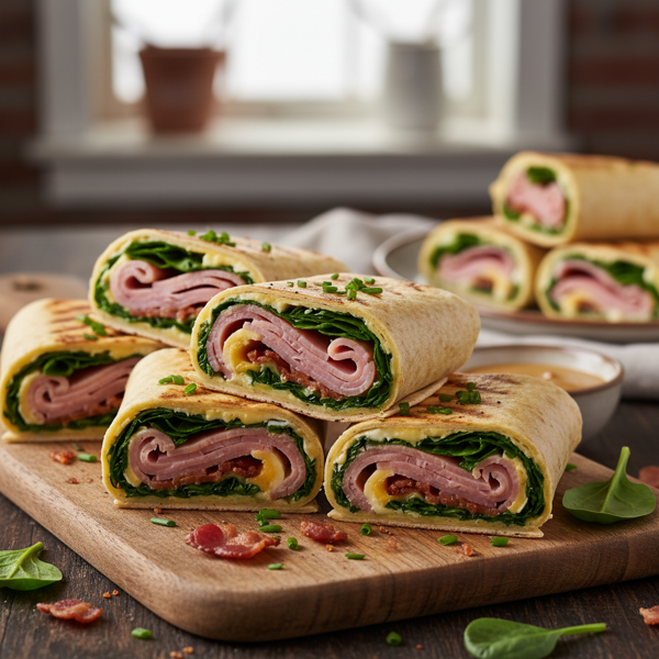 Savory Ham and Bacon Tortilla Wraps recipe