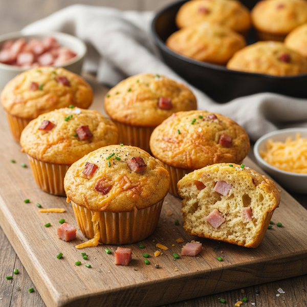 Savory Ham and Cheddar Muffins recipe