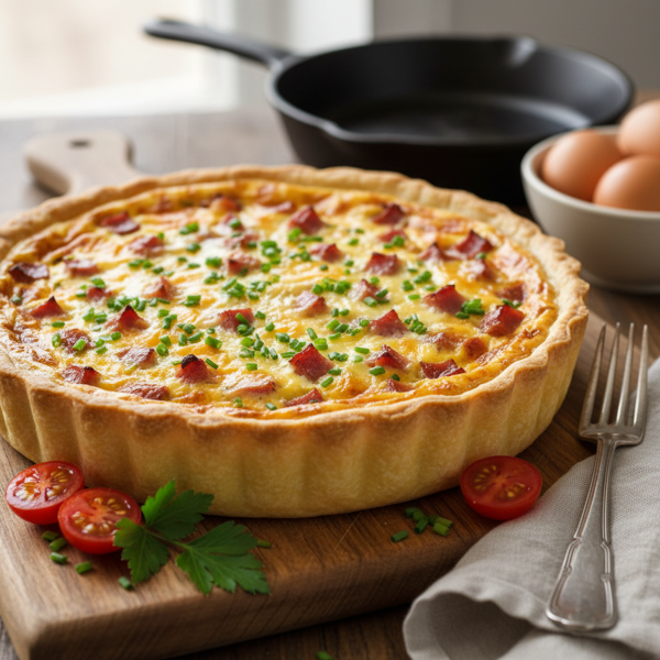 Savory Ham and Cheddar Quiche Delight recipe