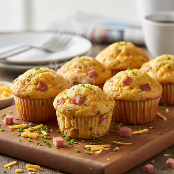 Savory Ham and Cheese Breakfast Muffins recipe