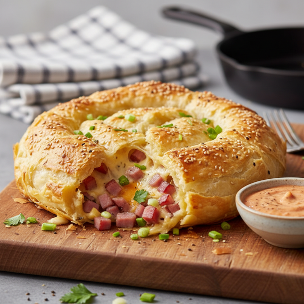 Savory Ham and Cheese Filo Bake recipe