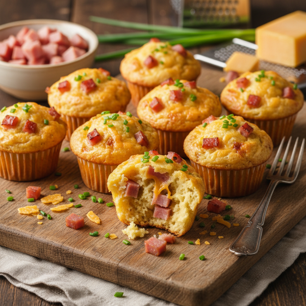 Savory Ham and Cheese Mini Muffins recipe