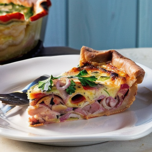 Savory Ham and Onion Deep Dish Quiche recipe