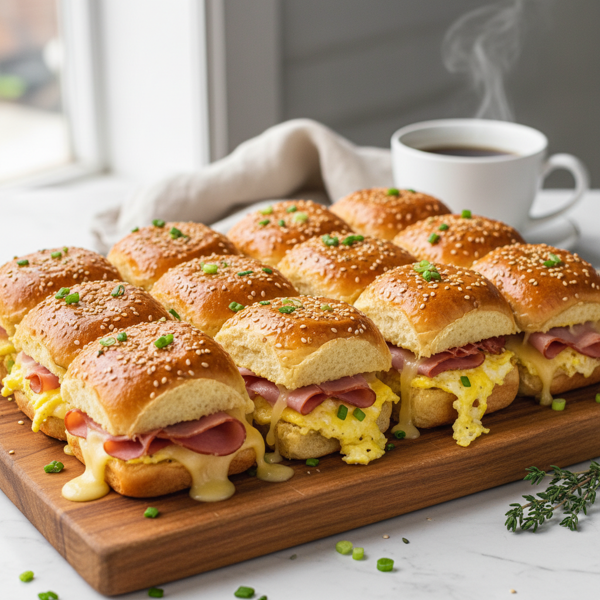 Savory Ham and Swiss Breakfast Sliders recipe