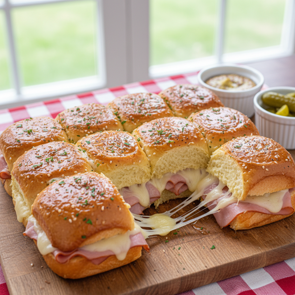 Savory Ham and Swiss Party Sliders recipe