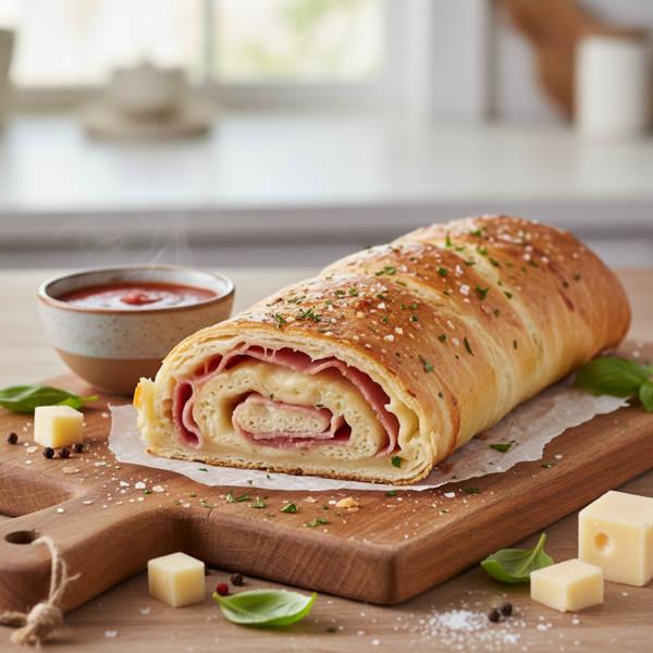 Savory Ham and Swiss Stromboli Delight recipe