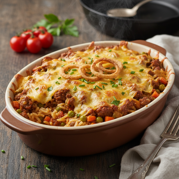 Savory Hamburger Rice Casserole recipe