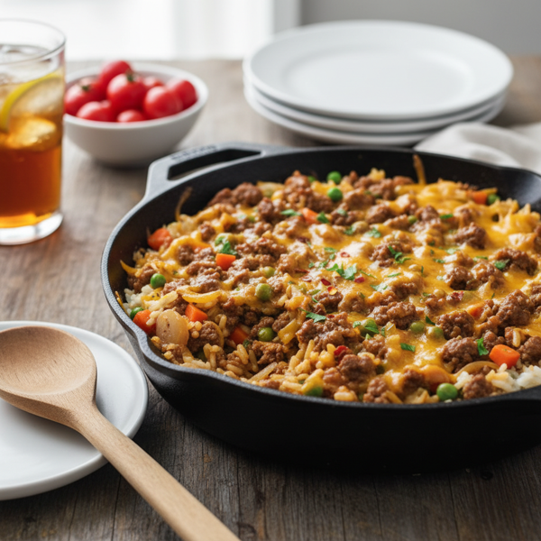 Savory Hamburger Rice Skillet recipe